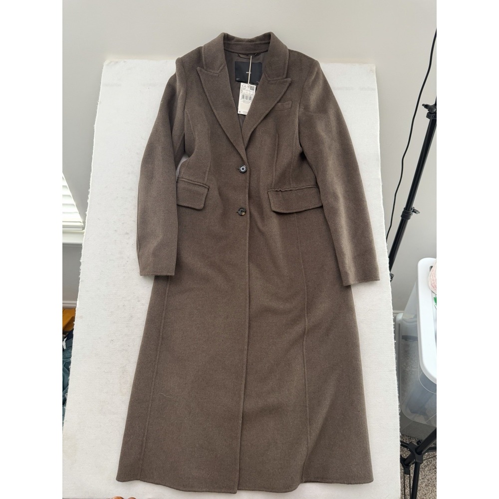 Mango Long Brown Wool Trench Coat